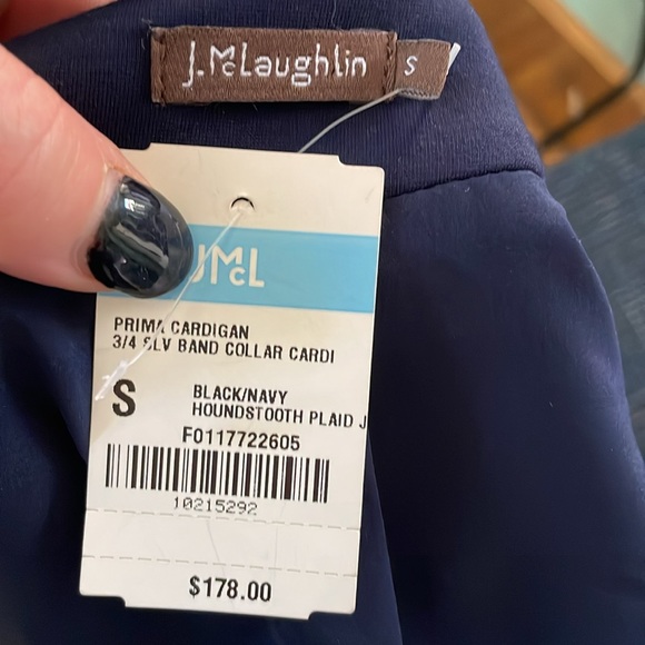 J. McLaughlin NWT Women's Black PRIMA 3/4 Sleeve Link Stitch Cardigan, Small - Picture 5 of 6